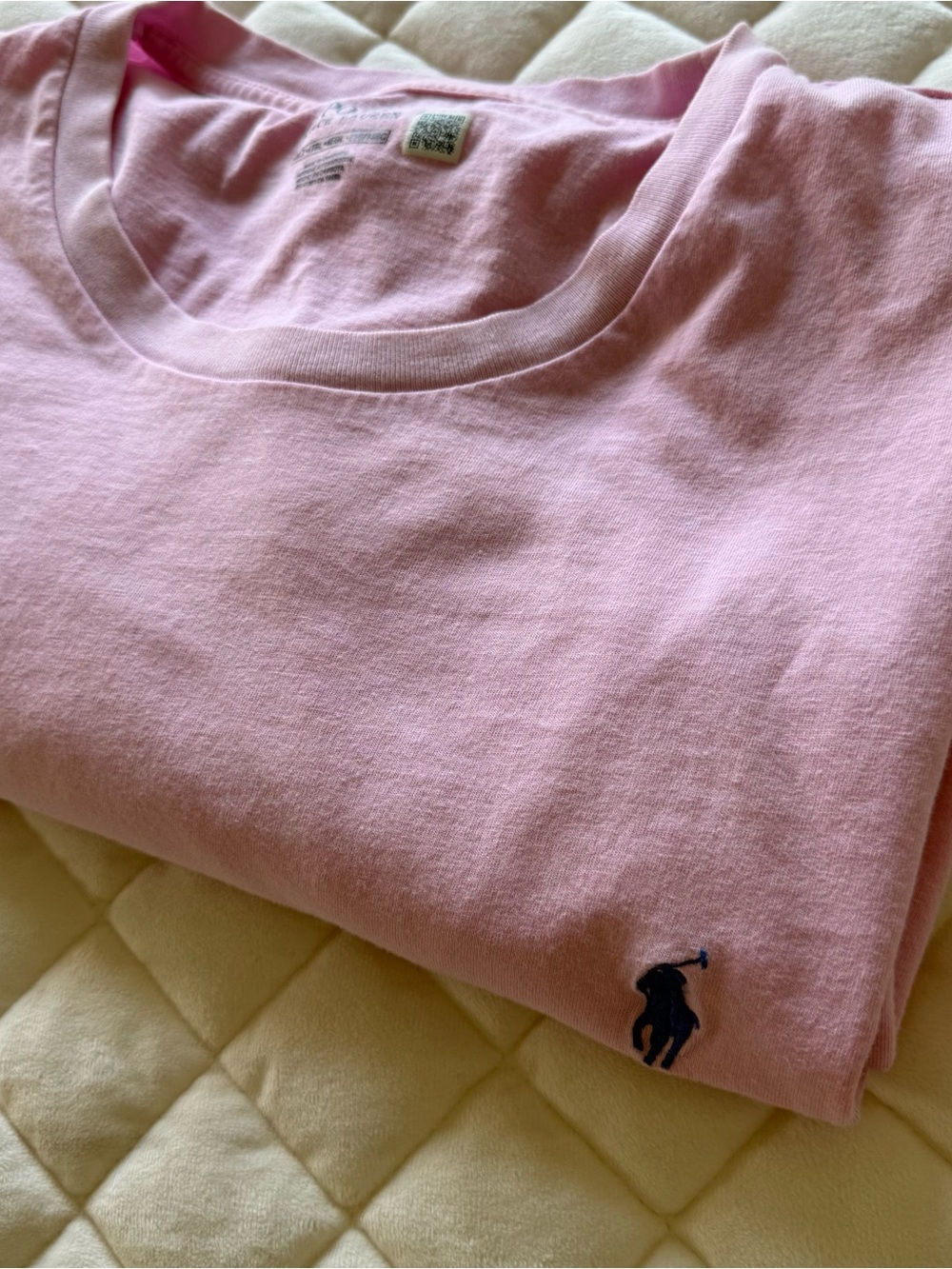 Ralph Lauren Pink Short Sleeve Tee with Navy Pony Logo